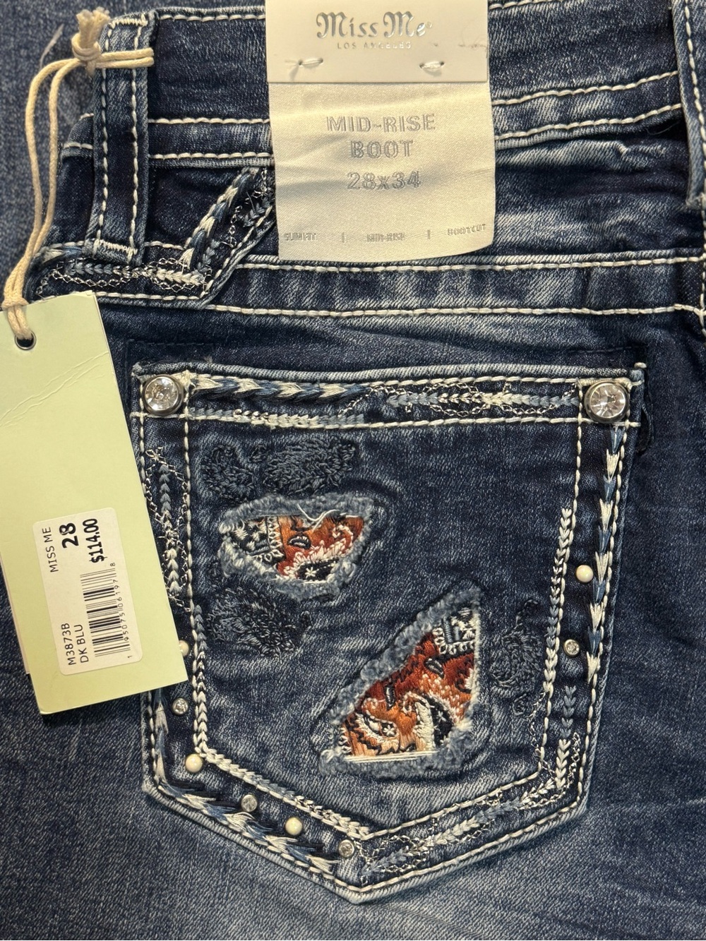 Miss Me Mid-Rise Bootcut Jeans Size 28x34  Style: M3873B DK Blue - NWT - Picture 4 of 10